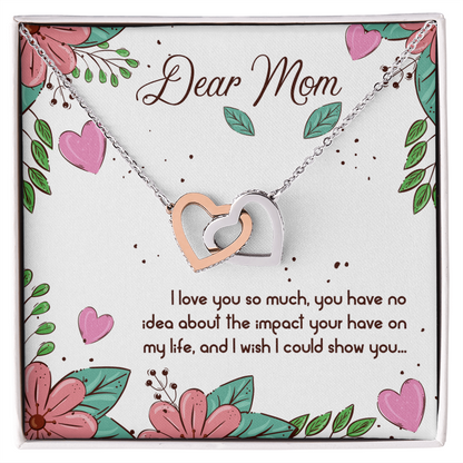 Dear Mom Interlocking Hearts Necklace, Mother's Day Gift for Mom Mothers Day Gifts I Love My Mom Best Mom Ever 2026 Jewelry for Her