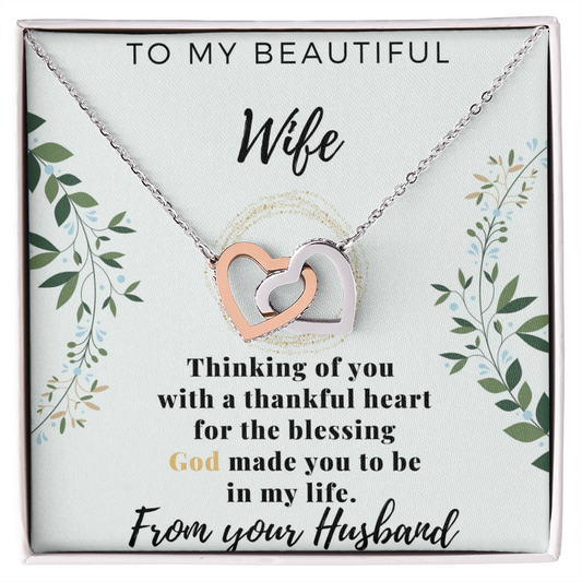 To My Beautiful Wife - Love From Your Husband - Gift for Wife From Husband - Love Design Necklace - Diamond Necklace for Soulmate - Best Gift for Mother's Day
