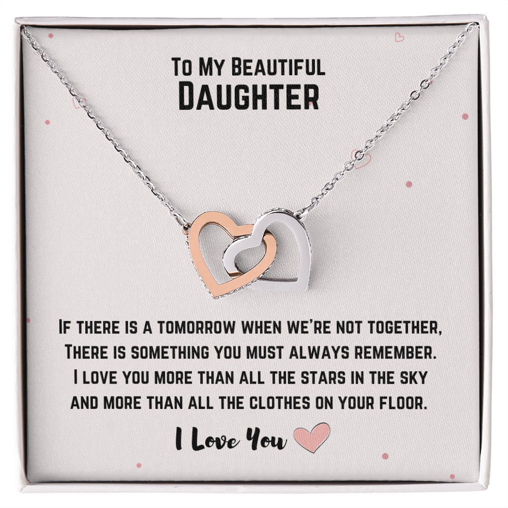 To My Beautiful Daughter Necklace Gift from Mom Dad, Beautiful Jewelry Box Birthday Graduation Christmas Gift for Daughter, Inspirational Message Card, Elegant Necklaces with Sentimental Message