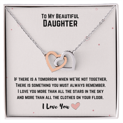 To My Beautiful Daughter Necklace Gift from Mom Dad, Beautiful Jewelry Box Birthday Graduation Christmas Gift for Daughter, Inspirational Message Card, Elegant Necklaces with Sentimental Message