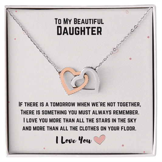 To My Beautiful Daughter Necklace Gift from Mom Dad, Beautiful Jewelry Box Birthday Graduation Christmas Gift for Daughter, Inspirational Message Card, Elegant Necklaces with Sentimental Message