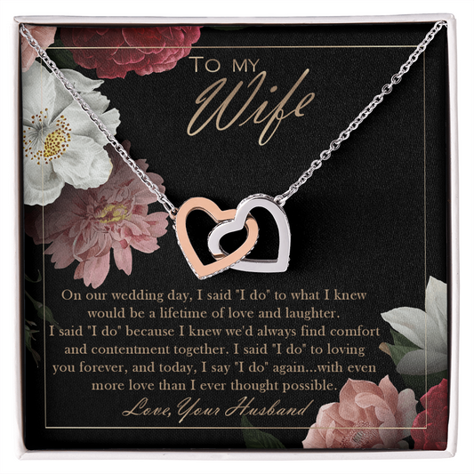 To My Wife Wedding Anniversary Gift -  To My Wife Necklace With Message Card - Anniversary Gift For Wife - To My Queen - Couple Necklace Set