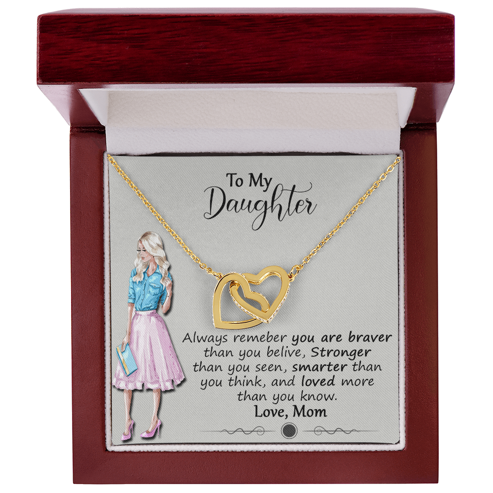 Daughter Necklace Gift from Mom, To My Daughter Jewelry Gifts Ideas, Birthday Graduation Christmas Gift for Daughter, Inspirational Message Card, Elegant Necklaces with Sentimental Message