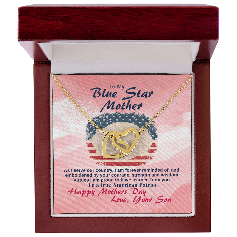 Mother's Day Necklace for Mom, Meaningful Gift for Mommy from Daughter, Interlocking Hearts Necklace, Mom Jewelry Gift, To My Blue Star Mother Necklace With Heartfelt Message