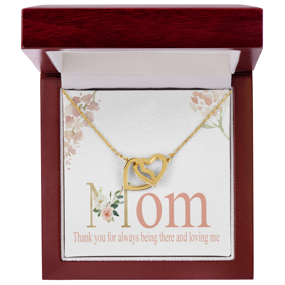 Mom Interlocking Hearts Necklace Gift From Daughter, Motivational Card Necklace for Mommy, Christmas Birthday Present, 2026 Mothers Day Gift Ideas, Jewelry for Her