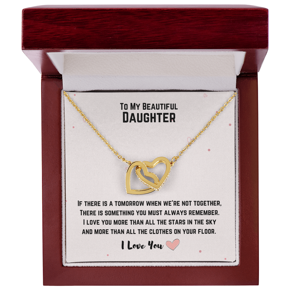 To My Beautiful Daughter Necklace Gift from Mom Dad, Beautiful Jewelry Box Birthday Graduation Christmas Gift for Daughter, Inspirational Message Card, Elegant Necklaces with Sentimental Message