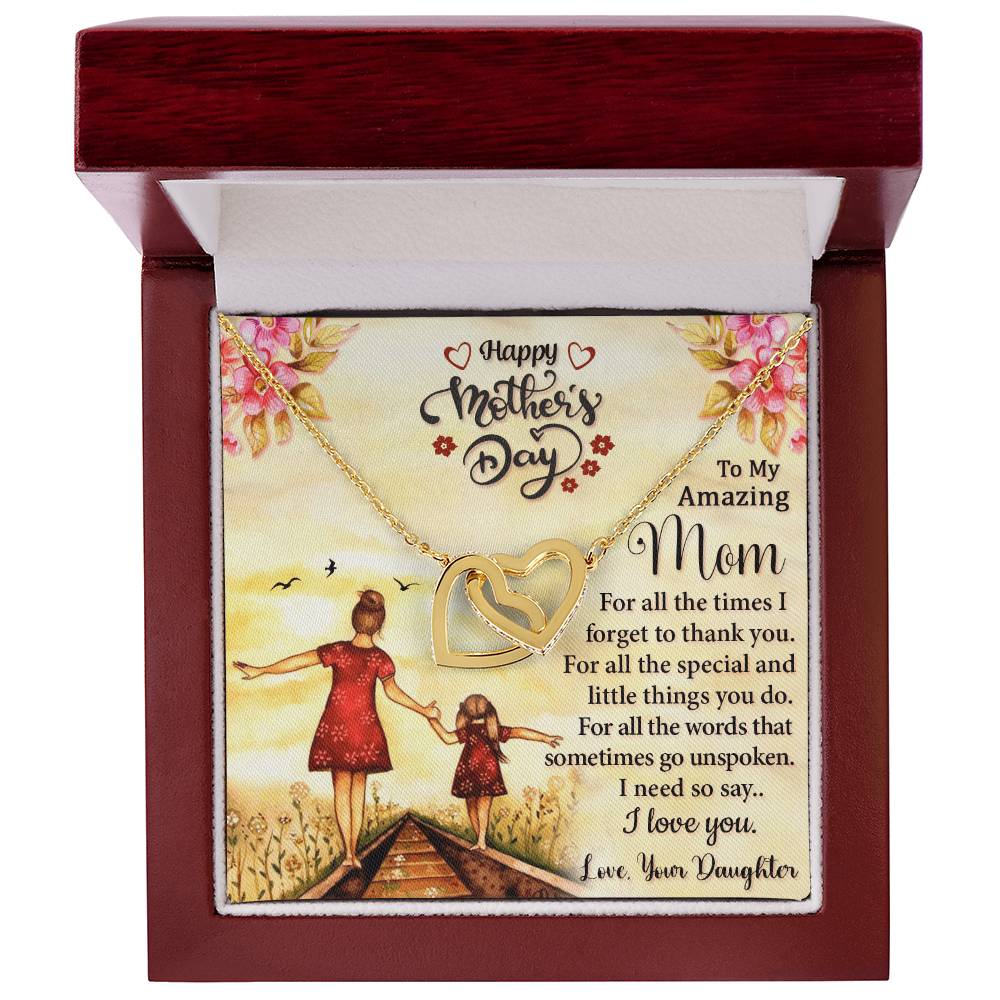 To My Mom Necklace – Happy Mother's Day Gift, Daughter Gift for Mom, Emotional Message Card Jewelry