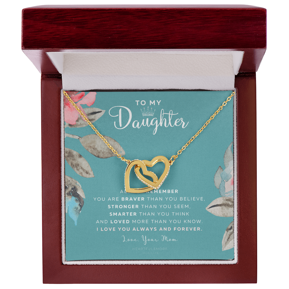 To My Daughter Necklace Gift from Mom, Beautiful Jewelry Box Birthday Graduation Christmas Gift for Daughter, Inspirational Message Card, Elegant Necklaces with Sentimental Message