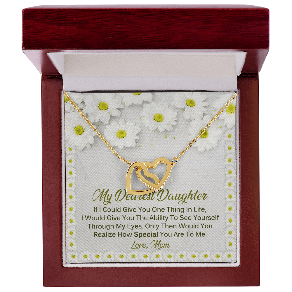 To My Dearest Daughter Meaningful Message Card Jewelry Box, Gift for Daughter's Birthday Graduation, Thoughtful for Her from Mom, Elegant Necklaces with Sentimental Message