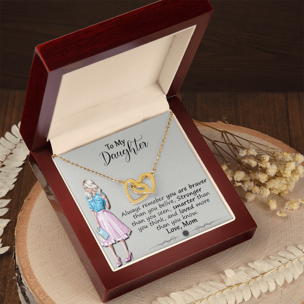 Daughter Necklace Gift from Mom, To My Daughter Jewelry Gifts Ideas, Birthday Graduation Christmas Gift for Daughter, Inspirational Message Card, Elegant Necklaces with Sentimental Message