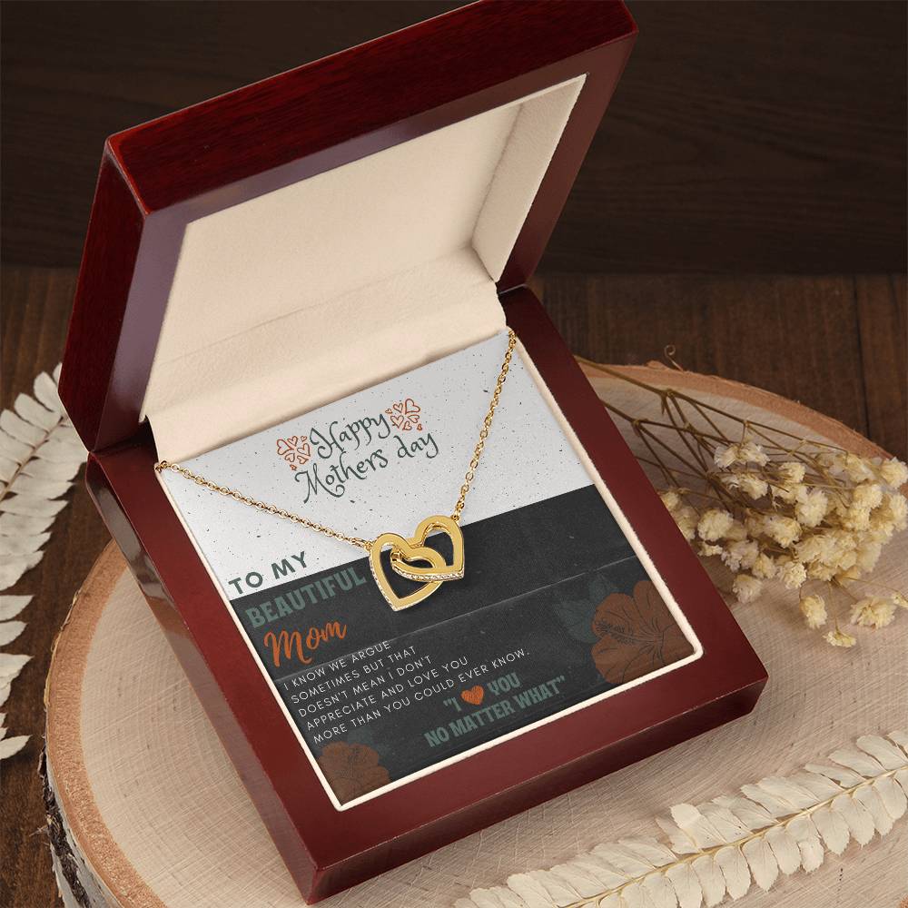 Happy Mother's Day Gift for Beautiful Mom Necklace – Daughter to Mom Jewelry, Heart Necklace for Mother, Gift from Daughter