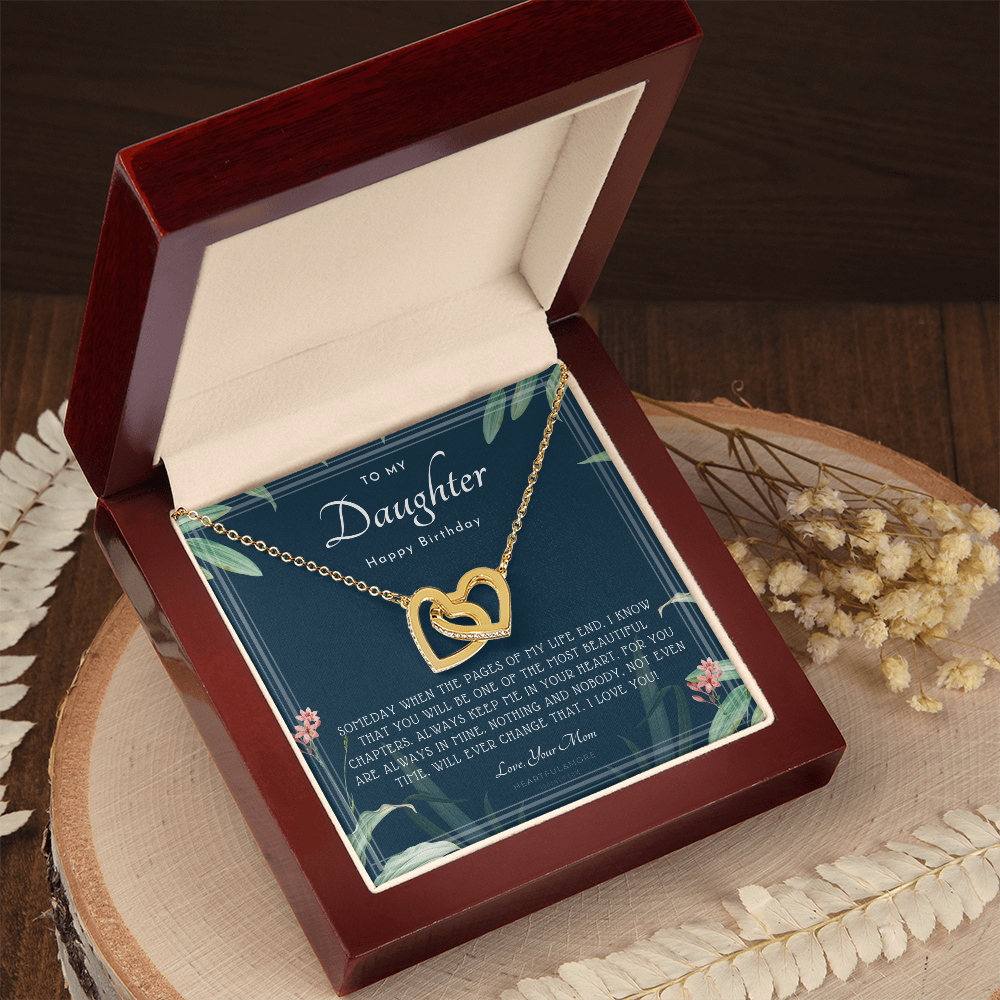 To My Daughter Necklace Gift from Mom, Beautiful Jewelry Box Birthday Graduation Christmas Gift for Daughter, Inspirational Message Card, Elegant Necklaces with Sentimental Message