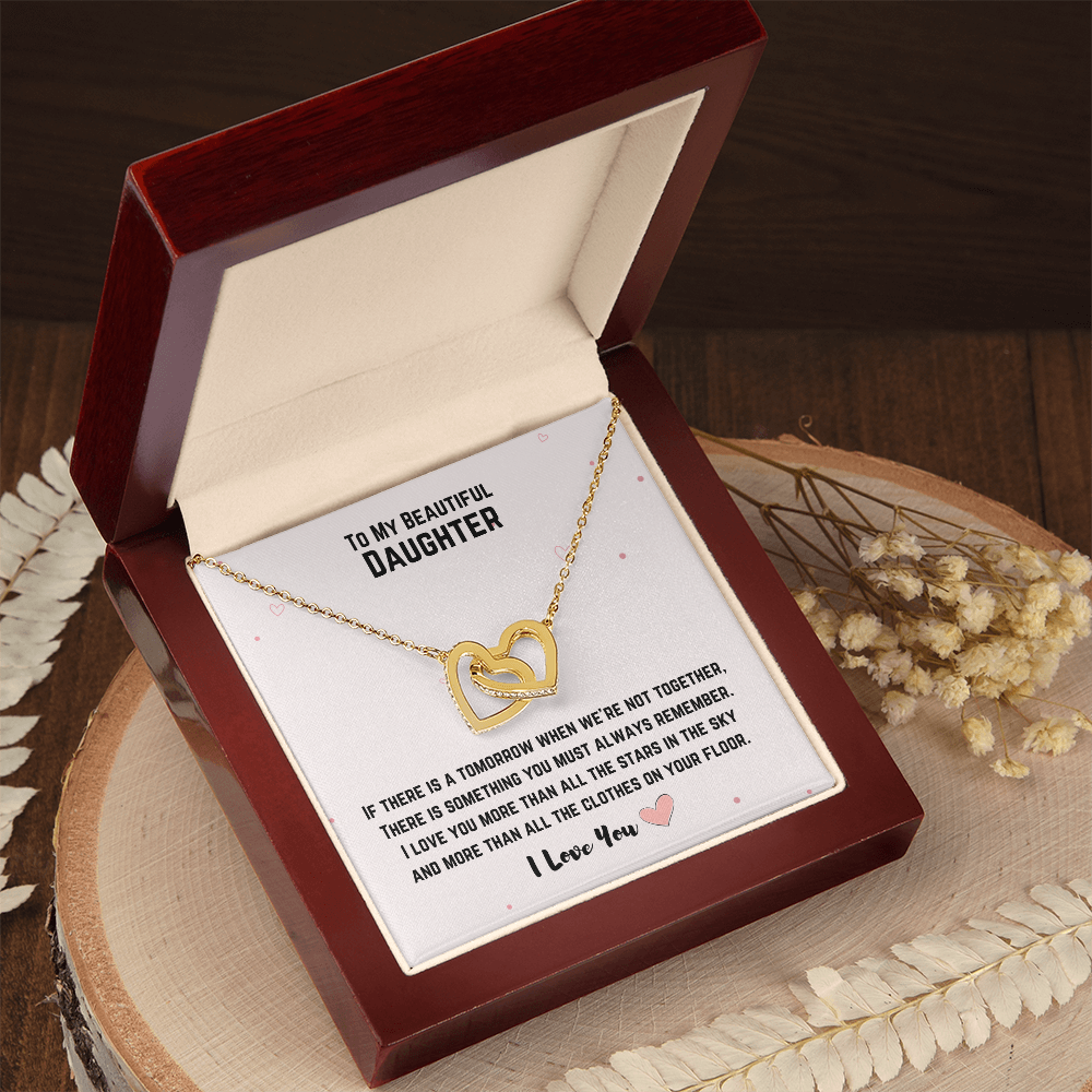 To My Beautiful Daughter Necklace Gift from Mom Dad, Beautiful Jewelry Box Birthday Graduation Christmas Gift for Daughter, Inspirational Message Card, Elegant Necklaces with Sentimental Message