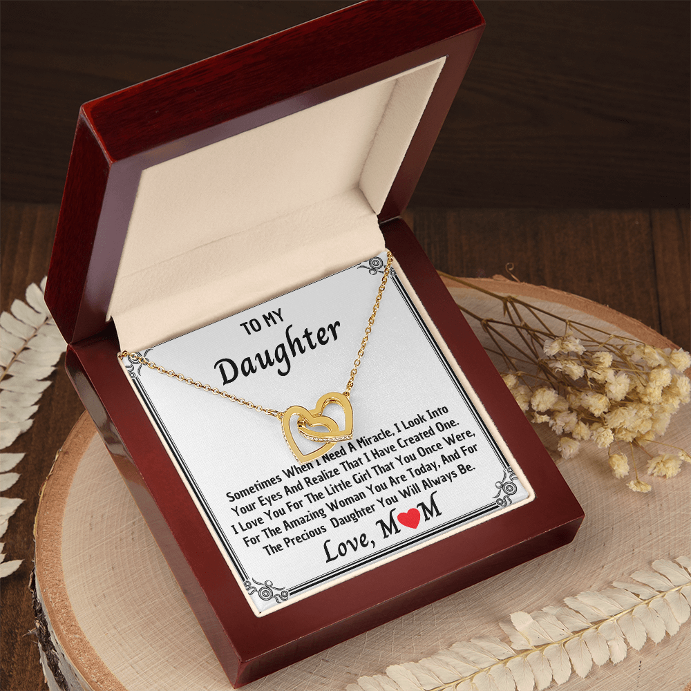 Daughter Gifts from Mom, Valentines Gifts for Daughter Kids Teen Girls, Heart Pendant to My Daughter Necklace from Daddy, Christmas Easter Basket Stuffers Graduation Birthday Gifts for Teenage Girls