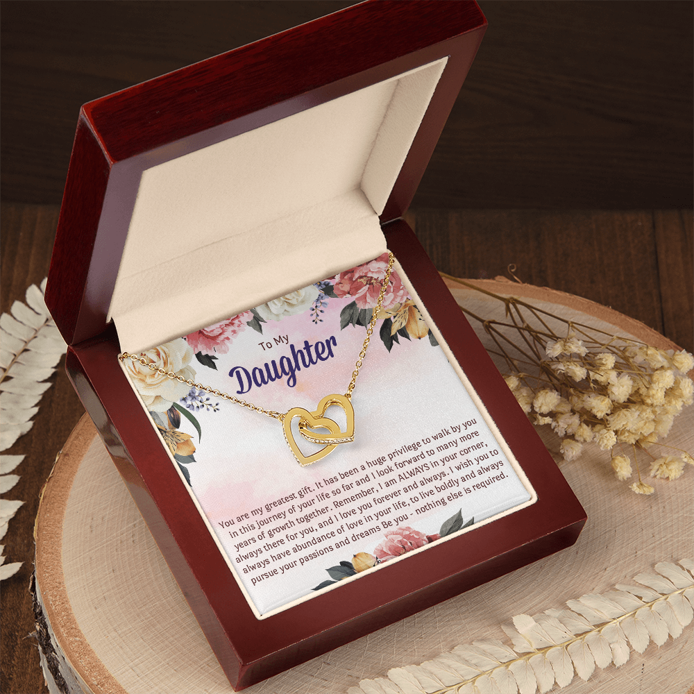 Daughter Birthday Gift Necklace With Message Card, Gift From Mom Dad to Daughter Hearts Jewelry Gifts