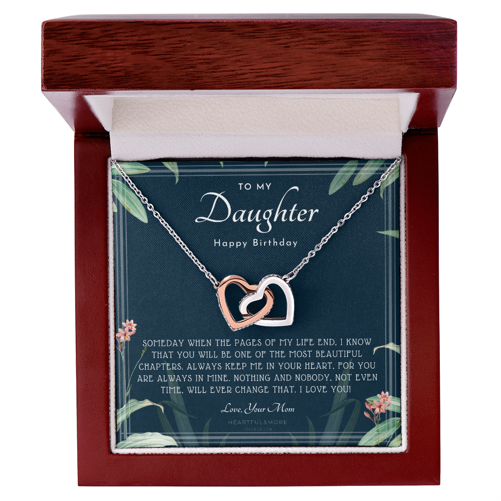 To My Daughter Necklace Gift from Mom, Beautiful Jewelry Box Birthday Graduation Christmas Gift for Daughter, Inspirational Message Card, Elegant Necklaces with Sentimental Message