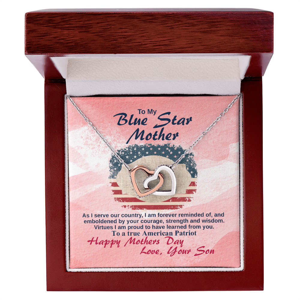 Mother's Day Necklace for Mom, Meaningful Gift for Mommy from Daughter, Interlocking Hearts Necklace, Mom Jewelry Gift, To My Blue Star Mother Necklace With Heartfelt Message