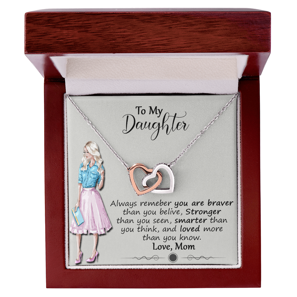 Daughter Necklace Gift from Mom, To My Daughter Jewelry Gifts Ideas, Birthday Graduation Christmas Gift for Daughter, Inspirational Message Card, Elegant Necklaces with Sentimental Message