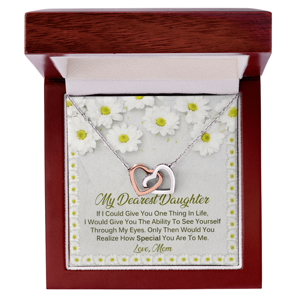 To My Dearest Daughter Meaningful Message Card Jewelry Box, Gift for Daughter's Birthday Graduation, Thoughtful for Her from Mom, Elegant Necklaces with Sentimental Message
