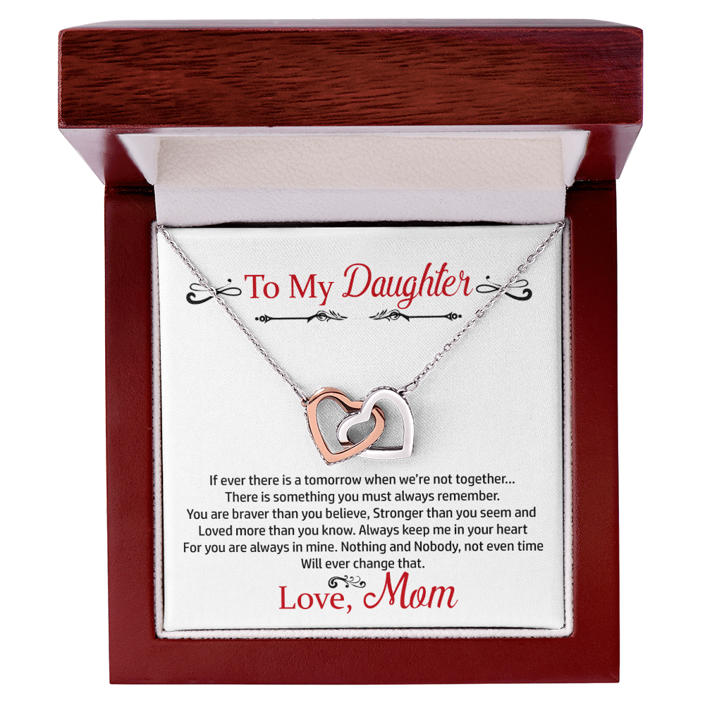 To My Daughter Love Mom Necklace from Mother, Mothers Day Gifts for Daughter, Jewelry Gifts From Mommy on Graduation, Wedding Day, Present Ideas For Beautiful Daughters from Mama, Birthday Gift for Daughters