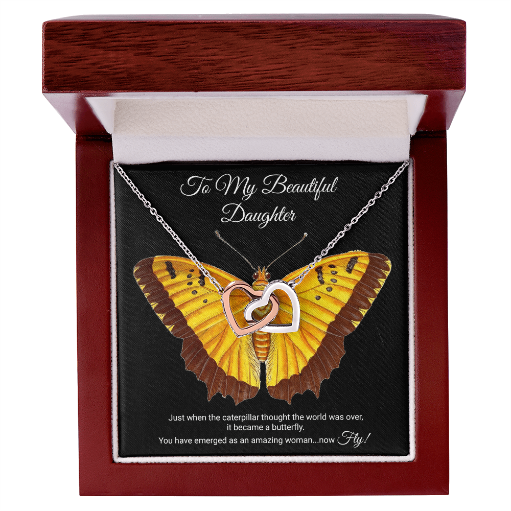 To My Daughter Meaningful Message Card Jewelry Box, Gift for Daughter's Birthday Graduation, Thoughtful for Her from Mom, Elegant Necklaces with Sentimental Message