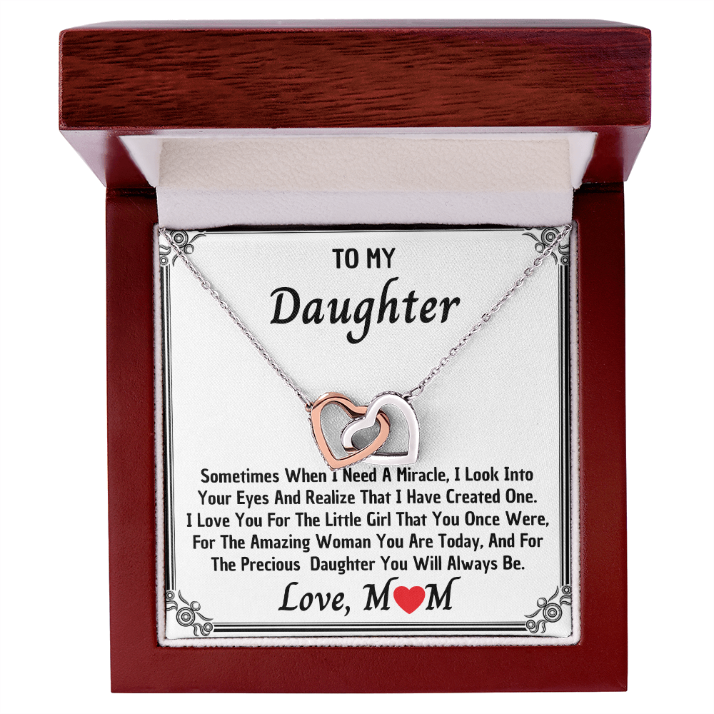 Daughter Gifts from Mom, Valentines Gifts for Daughter Kids Teen Girls, Heart Pendant to My Daughter Necklace from Daddy, Christmas Easter Basket Stuffers Graduation Birthday Gifts for Teenage Girls