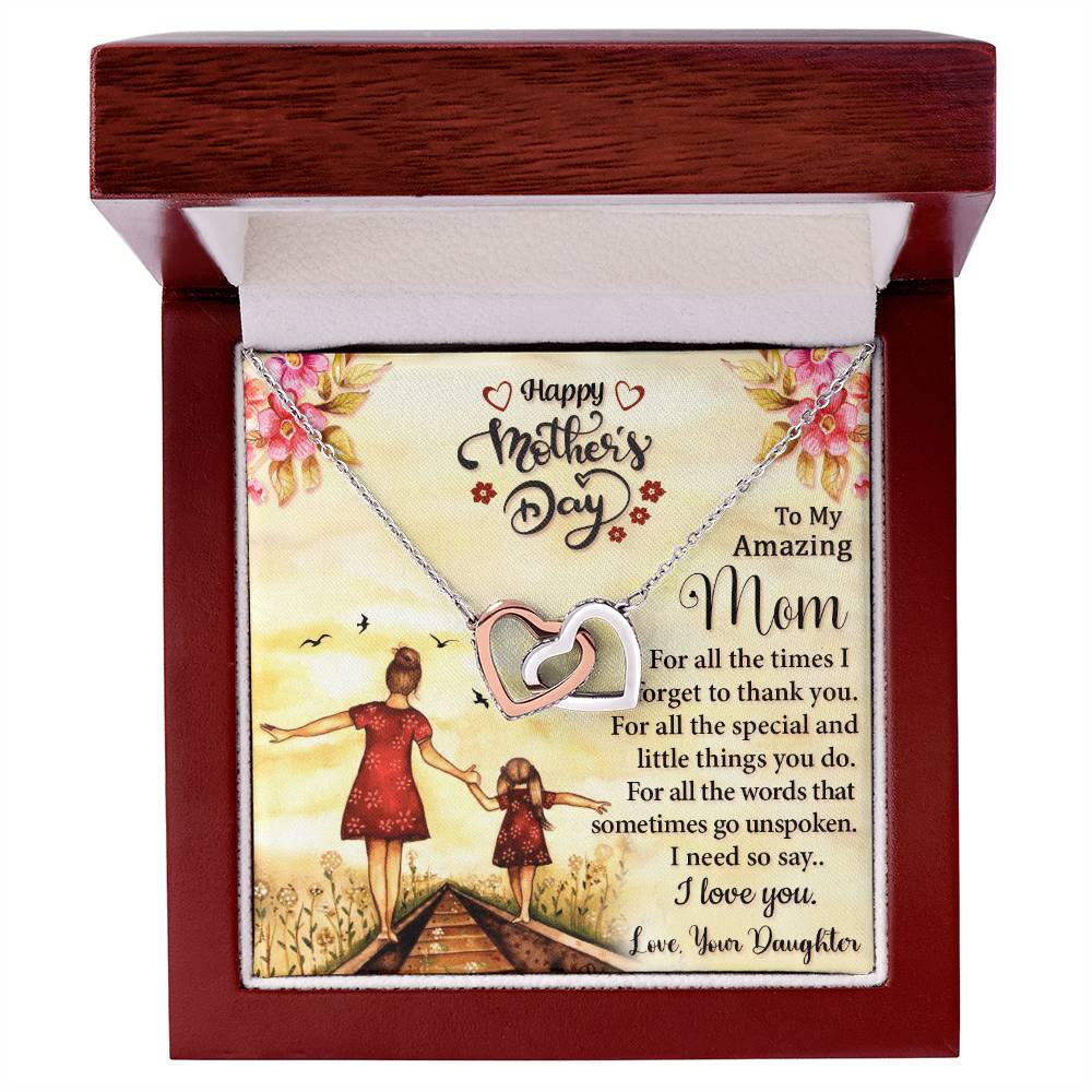 To My Mom Necklace – Happy Mother's Day Gift, Daughter Gift for Mom, Emotional Message Card Jewelry