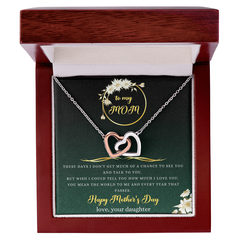 To My Mom Necklace, Happy Mother's Day Gift, Daughter Gift for Mom, Emotional Message Card Jewelry, Unique Moms Birthday Gift Ideas