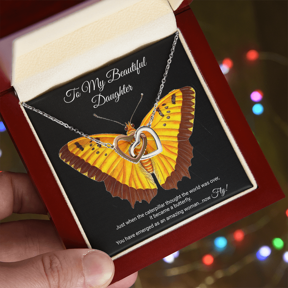 To My Daughter Meaningful Message Card Jewelry Box, Gift for Daughter's Birthday Graduation, Thoughtful for Her from Mom, Elegant Necklaces with Sentimental Message