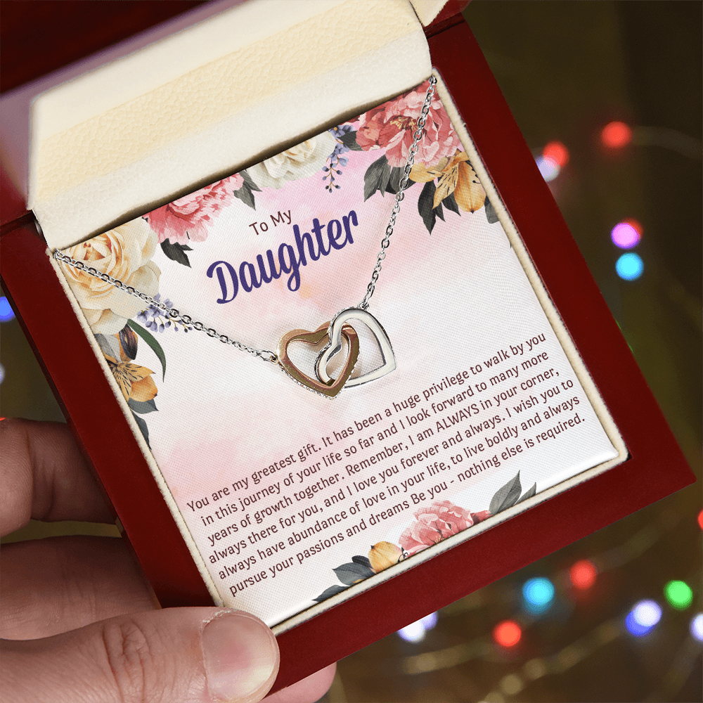 Daughter Birthday Gift Necklace With Message Card, Gift From Mom Dad to Daughter Hearts Jewelry Gifts