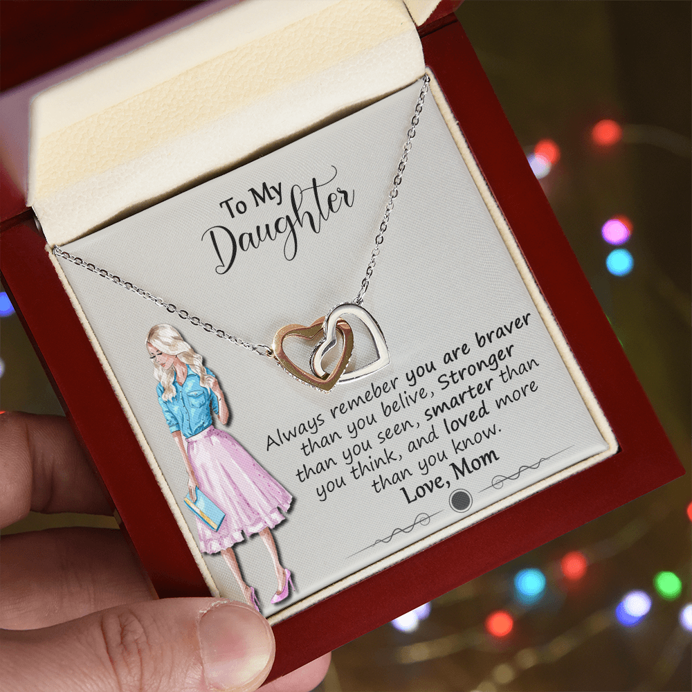 Daughter Necklace Gift from Mom, To My Daughter Jewelry Gifts Ideas, Birthday Graduation Christmas Gift for Daughter, Inspirational Message Card, Elegant Necklaces with Sentimental Message