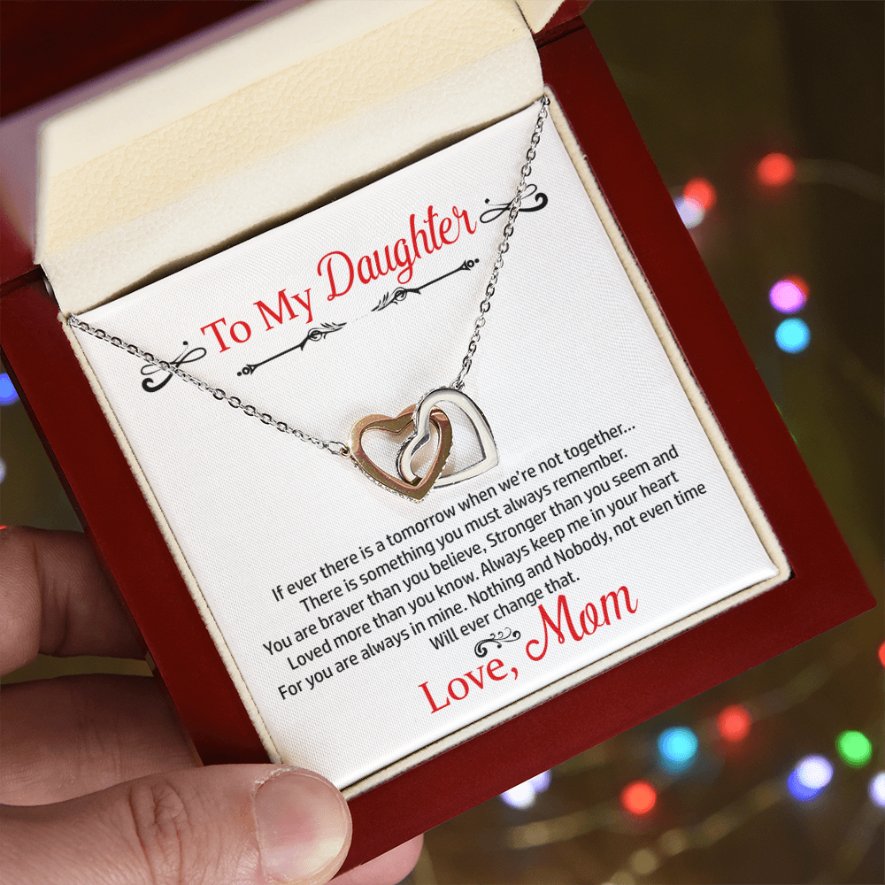 To My Daughter Love Mom Necklace from Mother, Mothers Day Gifts for Daughter, Jewelry Gifts From Mommy on Graduation, Wedding Day, Present Ideas For Beautiful Daughters from Mama, Birthday Gift for Daughters
