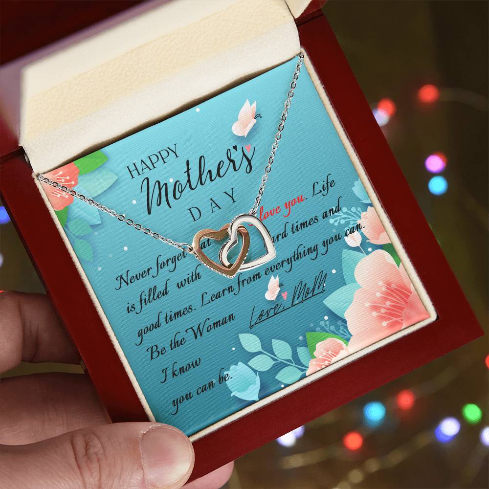 To My Mom Necklace, Happy Mother's Day Gift, Daughter Gift for Mom, Emotional Message Card Jewelry, Unique Moms Birthday Gift Ideas