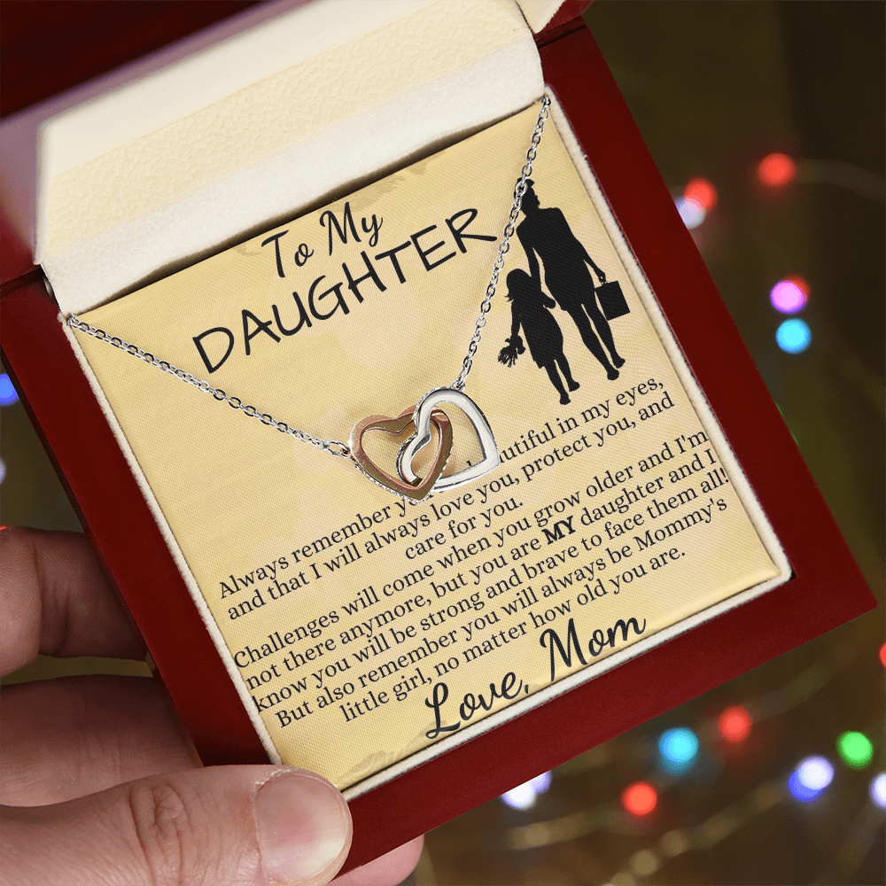To My Daughter Necklace From Mom With Heartfelt Message & Elegant Box, Daughter Pendant Necklaces, Daughter Jewelry From Mama, Daughter Birthday Necklace Christmas Gifts