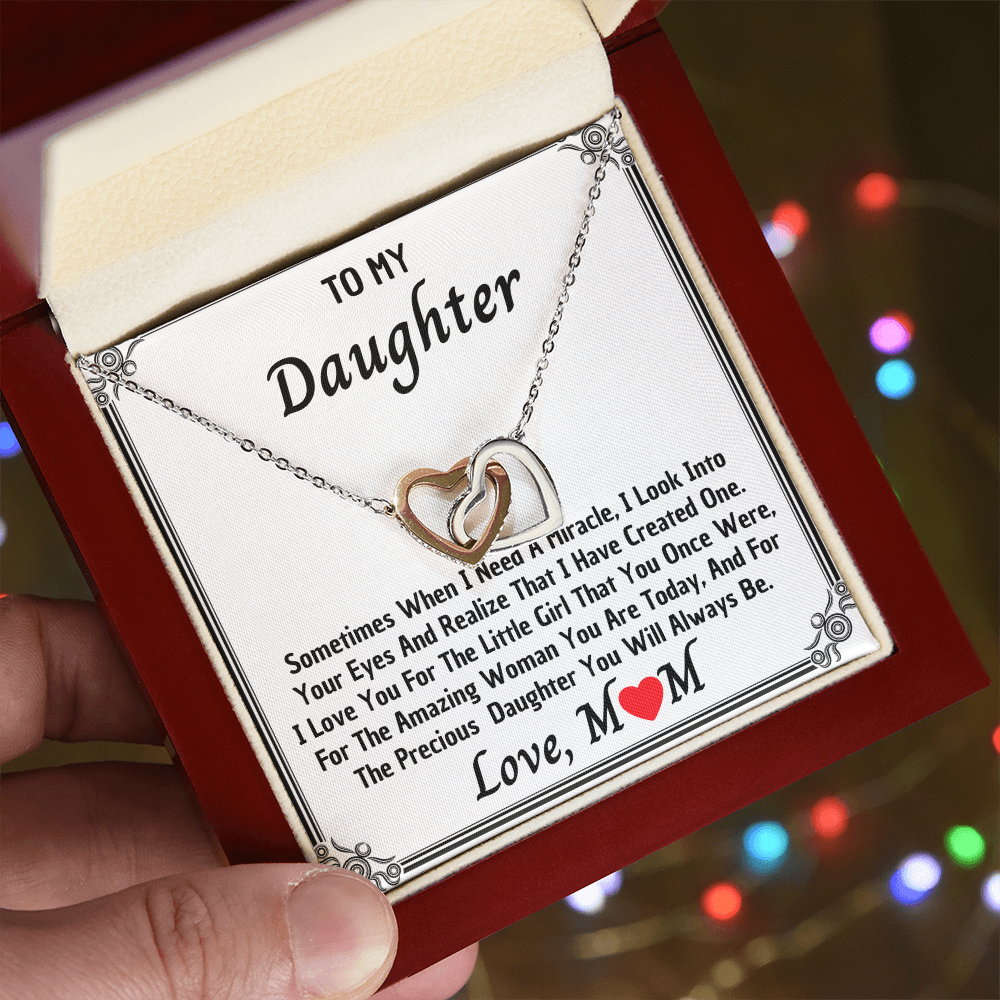 Daughter Gifts from Mom, Valentines Gifts for Daughter Kids Teen Girls, Heart Pendant to My Daughter Necklace from Daddy, Christmas Easter Basket Stuffers Graduation Birthday Gifts for Teenage Girls