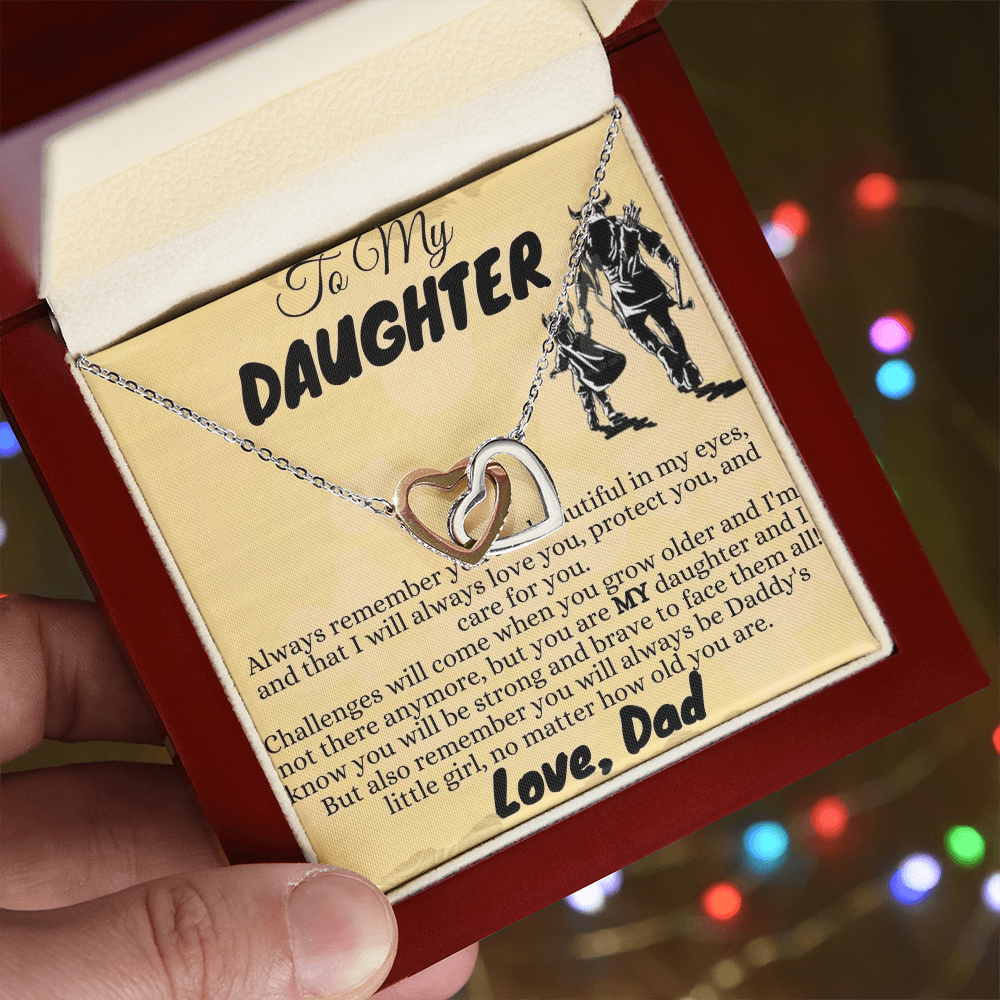 To My Daughter Necklace from Viking Dad, Interlocking Hearts Necklace, Daughter Gifts, Jewelry for Daughter, Father to Daughter Necklace, Daughter Birthday Necklace Christmas Gifts