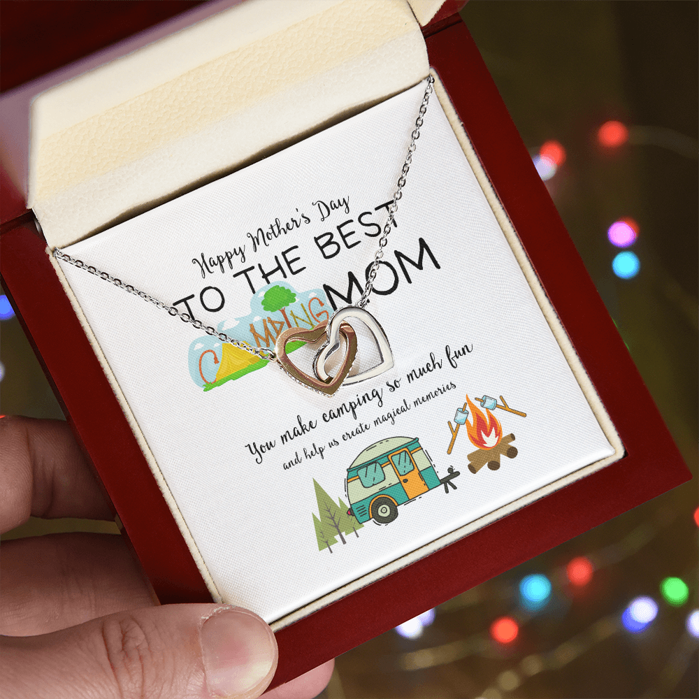 To The Best Camping Mom Happy Mother's Day Necklace Gifts Ideas for Mom Mommy Mama from Daughter or Son, Motivational Card Jewelry for Her