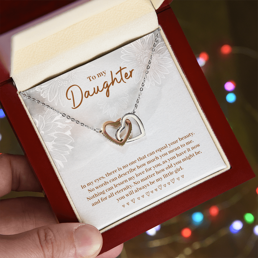 To My Beautiful Daughter Necklace – Interlocking Hearts Necklace – Gift From Parents