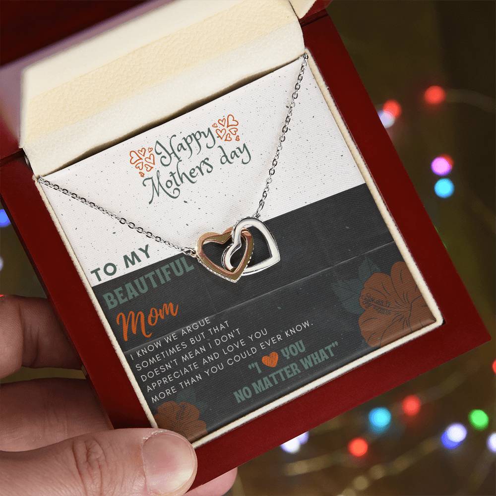Happy Mother's Day Gift for Beautiful Mom Necklace – Daughter to Mom Jewelry, Heart Necklace for Mother, Gift from Daughter