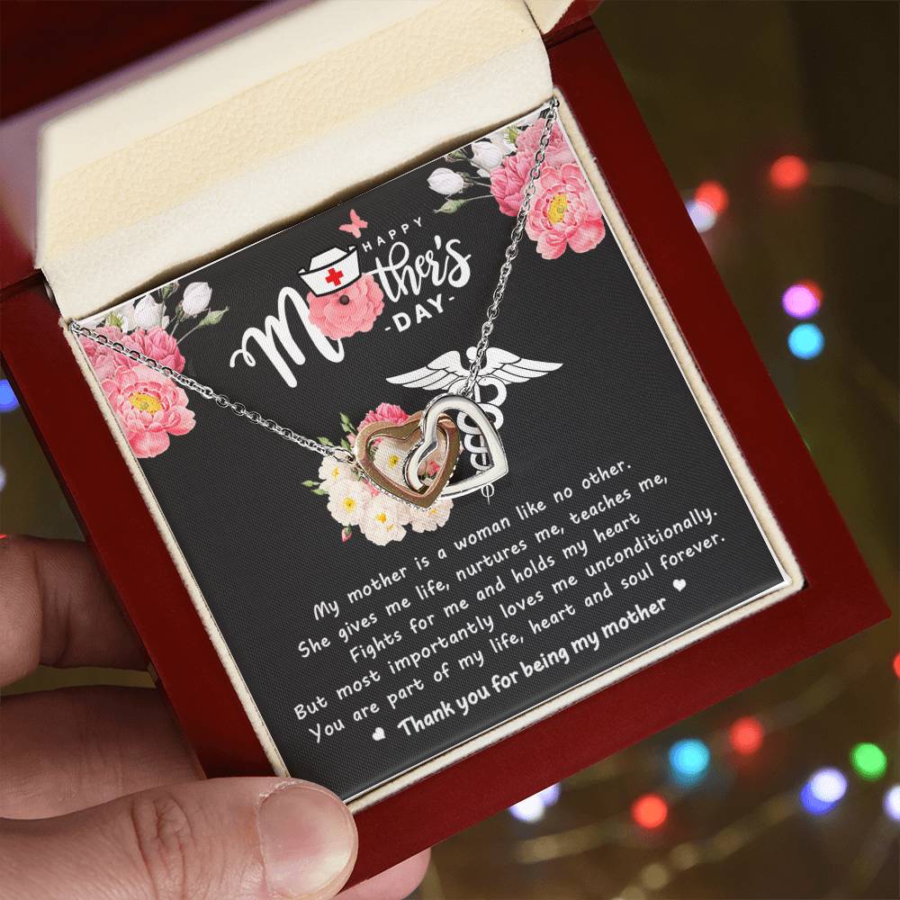 Mother's Day Gift Necklace for Her, Nurse Mom Jewelry, Gift from Son or Daughter, Doctor Luxury Necklace for Mother, Birthday Christmas Gifts With Heartfelt Message Hospital