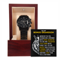 To My Bonus Grandson Black Chronograph Watch, Gift for Grandson-in-Law, Motivational Graduation, Birthday, Christmas, Wedding Gift, Grandparents to Grandson Gift, Grandson Christmas Gift Ideas, Birthday Cards For Men, We Love You
