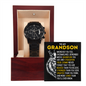 To My Grandson Openwork Skeleton Black Chronograph Watch, Gift for Grandson, Motivational Graduation, Birthday, Christmas, Wedding Gift, Birthday Gifts From Grandma, Grandson Christmas Gift From Grandfather