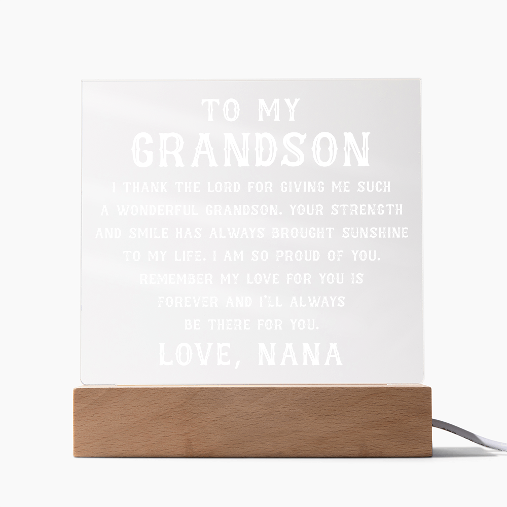 Grandson Gift, To My Grandson Acrylic Square Plaque, Grandson Gift from Nana, Graduation Gift for Him, Grandson Birthday, Grandson 18th Birthday, Gifts Ideas From Grandparents