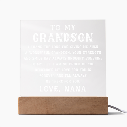 Grandson Gift, To My Grandson Acrylic Square Plaque, Grandson Gift from Nana, Graduation Gift for Him, Grandson Birthday, Grandson 18th Birthday, Gifts Ideas From Grandparents