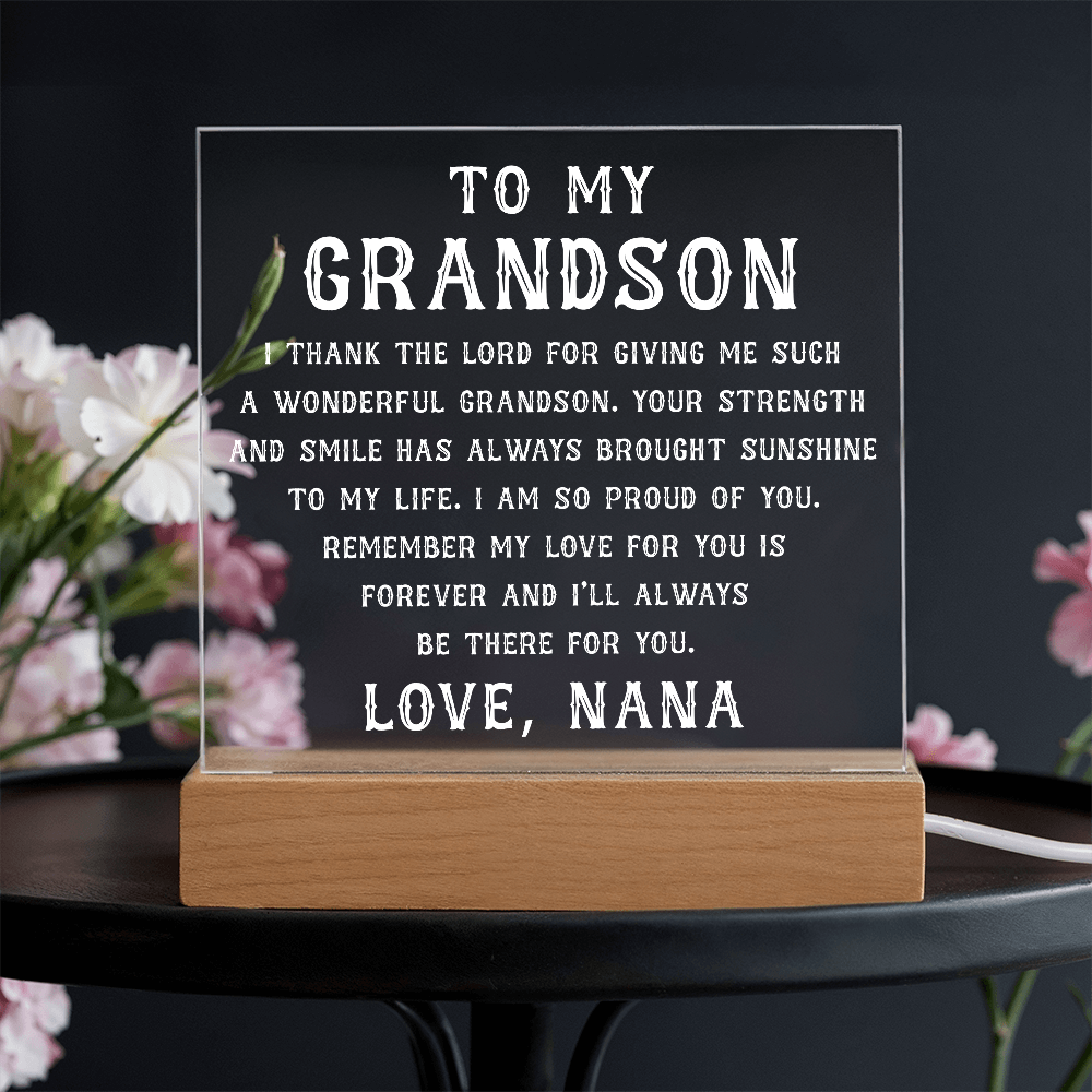 Grandson Gift, To My Grandson Acrylic Square Plaque, Grandson Gift from Nana, Graduation Gift for Him, Grandson Birthday, Grandson 18th Birthday, Gifts Ideas From Grandparents