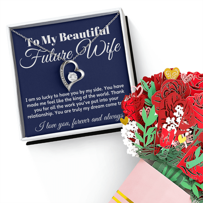 To My Future Wife Forever Love Necklace, Wife Necklace From Husband To My Wife Necklace Soulmate Necklace For Women Future Wife Jewelry Birthday Christmas Valentine's gifts For Girlfriend Message Card & LED Box, Romantic Gifts For Her