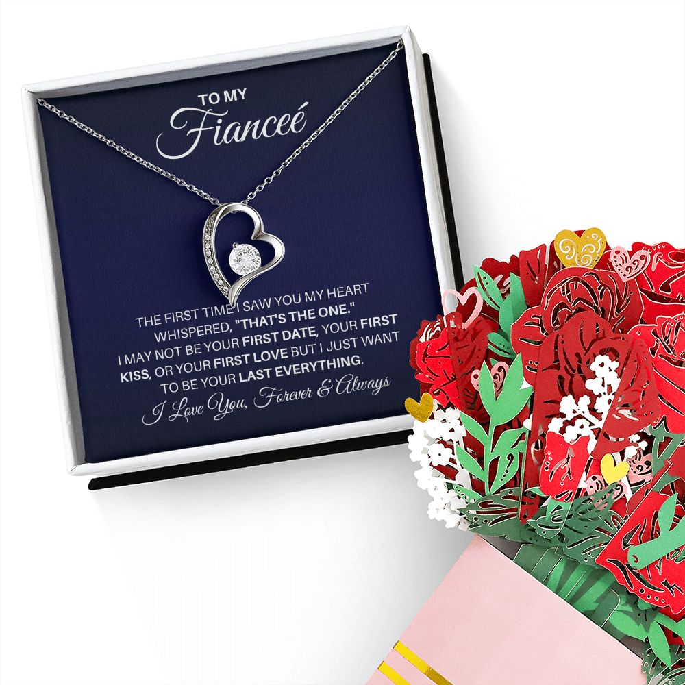To My Fiancee Necklace, You're the One, Gift for Fiancee, Future Wife Valentine's Day, Forever Love Necklace & Sweetest Devotion Flower Bouquet, Romantic Gifts for Her, Anniversary and Christmas Gift Ideas, Soulmate On Birthday
