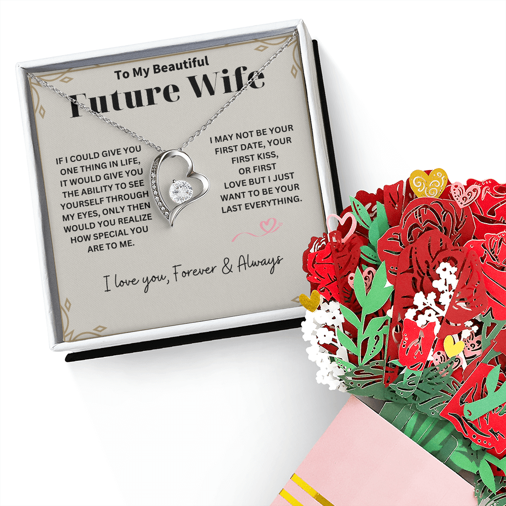 Surprise Your Future Wife with a Thoughtful Necklace, Unique 'To My Beautiful Future Wife' Message Card Included, Perfect Fiancé Gift, Bride to be, Fiance, Fiancee Valentine's Day, Anniversary Gift, Soulmate Birthday Gift Ideas, Romantic Gifts for Her