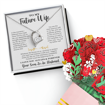 To My Future Wife Necklace - You're the One - Gift for Future Wife - Fiancee Valentine's Day, Anniversary Gift, Birthday Gift, Fiance, Soulmate On Birthday, Anniversary, Wedding Anniversary Romantic Gifts for Her