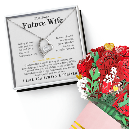 To My Future Wife Necklace, Promise Necklace For Her, Fiance Gifts For Her, Birthday Gifts For Future Wife With Message Card, Bride To Be Gifts, Present for Valentine, Birthday, Anniversary and Christmas